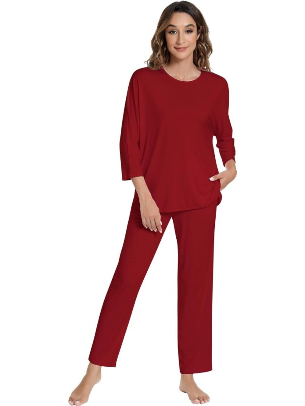 Cozy Bamboo Viscose Women's Pajama Set - Soft Long Sleeve Top & Pants Sleepwear